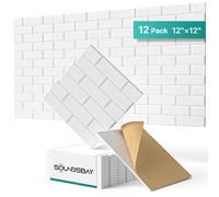 Soundproof Wall Panels Self-adhesive Acoustic Panels Soundsbay 12 Pack 12" X 12" X 0.4" Sound Absorbing Panel High Density Sound Dampening Panels for Wall Decoration and Acoustic Treatment