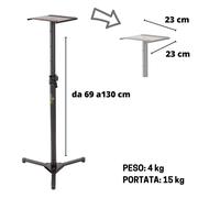 SOUNDSATION SMON-100 supporto monitor acciaio altezza regolabile piedini conici