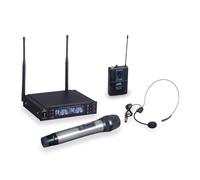 SOUNDSATION WF-U2302HP Sistema Radiomicrofono Wireless UHF Digitale Doppio True Diversity, con Microfono Palmare e Archetto, 630-660 MHz, 300 Canali