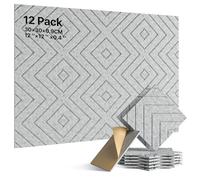 Soundsbay 12 pannelli acustici autoadesivi, pannelli acustici fai da te in poliestere per pannelli da parete, isolamento acustico, per un'acustica efficace e un design elegante della parete, 30 x 30 x