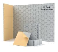 Soundsbay Pannelli Fonoassorbenti 12 Pezzi Grigio Argento 30x30x0.9cm | Isolamento acustico da parete per porte, soffitti, per la decorazione di gioco, uffici, studi, Pannello fonoassorbente