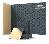 Soundsbay Pannelli Fonoassorbenti 18 Pezzi Grigio Scuro 30x30x0.9cm | Isolamento acustico da parete per porte, soffitti, per la decorazione di gioco, uffici, studi, Pannello fonoassorbente
