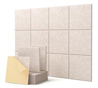 Soundsbay Pannelli Fonoassorbenti Autoadesivi 12 Pezzi Beige | Alta densità per Trattamento acustico Podcasting, Studi di Registrazione, Pannello fonoassorbente 30x30x0.9cm