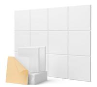 Soundsbay Pannelli Fonoassorbenti Autoadesivi 12 Pezzi Bianco 30x30x0.9cm | Alta densità per Trattamento acustico Podcasting, Studi di Registrazione, Pannello fonoassorbente