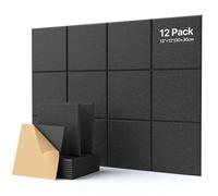 Soundsbay Pannelli Fonoassorbenti Autoadesivi 12 Pezzi Nero 30x30x0.9cm | Alta densità per Trattamento acustico Podcasting, Studi di Registrazione, Pannello fonoassorbente