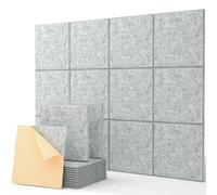Soundsbay Pannelli Fonoassorbenti Autoadesivi 12 Pezzi Silbergrau | Alta densità per Trattamento acustico Podcasting, Studi di Registrazione, Pannello fonoassorbente 30x30x0.9cm