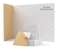 Soundsbay Pannelli Fonoassorbenti Autoadesivi 18 Pezzi Bianco 30x30x0.9cm | Isolamento acustico da parete per porte, soffitti, per la decorazione di gioco, uffici, studi, Pannello fonoassorbente