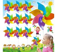 SoundZero 10 Pezzi Mulino a Vento per Bambini, Girandole Graffiti Giocattolo Arcobaleno in Carta, Girandole Colorate con Accessori