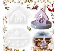 SoundZero 2 Pezzi Set in silicone per presepe 3D, Stampi in silicone per presepe, Stampi per colata Case Confezione