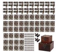 SoundZero 20 Pezzi Hasp Antico Legno, Ganci A Gancio A Antichi, 40 Pezzi Cerniere Per Scatola, Con 80 Viti, Set Cerniere con Viti, Mini cerniere in bronzo antico, Per Armadietti, Artigianato Retrò