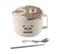 Soup Bowls With Lids - 19.5x12cm Stainless Steel Meal Prep Containers | Instant Noodle Bowl For Soup | Lid And Foldable Cutlery For Travel Lunch Dinner Breakfast College Office Kitchen Camping