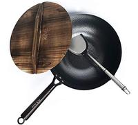 Souped Up Recipes Wok in acciaio al carbonio per stufe elettriche, a induzione e a gas (coperchio, spatola e manuale utente (lingua italiana non garantita)