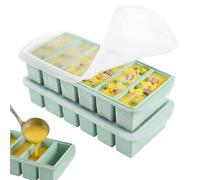 Souper Cube, 2 stampi per congelatore in silicone con coperchio, 6 fori, per zuppe, zuppe, congelatore, contenitori per cubetti di ghiaccio extra grandi per congelare sup-pe, cubetti di ghiaccio e