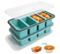 Souper Cubes - 2 stampi per congelatore in silicone, 4 cubetti da zuppa extra large da 250 ml, contenitore per congelatore con coperchio, per conservare e congelare cubetti di ghiaccio per brodo di