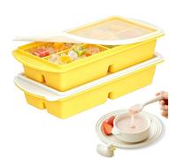 Souper Cubes - 2 stampi per congelatore in silicone con coperchio, 4 fori, 250 ml, in silicone, per zuppe, brodo e salsa (giallo)