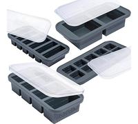 Souper Cubes Set regalo di stampi in silicone per congelatore, con 2 cucchiai, 1/2, 1 e 2 tazze, vassoi per congelatore in silicone con coperchi, set di accessori per la preparazione dei pasti e per