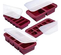 Souper Cubes Set regalo - Set da cucina con 2 cucchiai, 1/2 tazza, 1 tazza e 2 vassoi in silicone per congelatore con coperchi, soluzioni per la preparazione dei pasti e la conservazione della cucina,