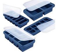 Souper Cubes Set regalo - Set da cucina con 2 cucchiai, 1/2 tazza, 1 tazza e 2 vassoi in silicone per congelatore con coperchi, soluzioni per la preparazione dei pasti e la conservazione della cucina,