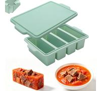 Souper Cubes - Stampo per congelatore in silicone con coperchio, grande per zuppe, congelatore, contenitore per brodi, salsa, cubetti di ghiaccio, grandi cubetti di ghiaccio (D)