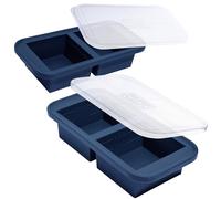Souper Cubes Vassoio congelatore in silicone con coperchio per 2 tazze, perfetto per conservare lasagne, avanzi, salse, pasti porzionati e altro ancora, stampi in silicone per congelatore per zuppe