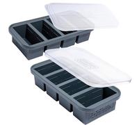 Souper Cubes Vassoio per congelamento in silicone extra large con coperchio, per congelare zuppe e brodi in porzioni da 1 tazza, confezione da 2, colore carbone