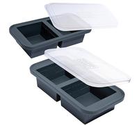 Souper Cubes Vassoio per congelatore in silicone extra large da 2 tazze con coperchio, confezione da 2 - rende 4 porzioni perfette da 2 tazze - congelare zuppa, confezione da 2, con coperchi)