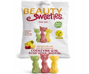 Sour Cats - Caramelle Gommose Vegane alla Frutta | 25% Succo di Frutta | Con Coenzima Q10, Aloe Vera e Biotina | Senza Glutine, Lattosio e Olio di Palma | 125 g