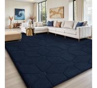 Sour Lemon Tappeto per soggiorno, 140 x 200 cm, 3D, blu navy, per camera da letto, extra large, per soggiorno, lavabile in lavatrice, antiscivolo, a pelo corto, per camera dei bambini e camera da