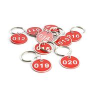 Sourcemall - Portachiavi con targhette numerate in alluminio e plastica, 30 mm 1-50 Rosso