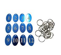 Sourcemall, Targhette numerate in lega di alluminio con portachiavi 1-100 Blue