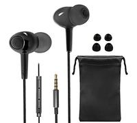 SourceTon Auricolari con isolamento acustico, Ear Cuffie con microfono e controllo del volume, suono dei bassi potente Include 2 diverse paia di auricolari ergonomici e borsa per il trasporto, Nero