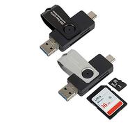 SourceTon Confezione da 2, scheda SD, lettore di schede Compact Flash Micro SD/TF, 3 in 1 USB 3.0 tipo C/Micro USB maschio e lettore di schede di memoria portatile OTG (nero e argento)