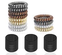 SourceTon - Set di 42 fascette per capelli a spirale e elastici spessi, fascette per capelli e cravatte elastiche intrecciate da 4 mm