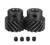 sourcing map 1 Mod 14T 8mm foro elicoidale ingranaggi set, 2 pezzi 45 gradi mano sinistra e mano destra albero sfalsato ingranaggi a spirale con vite M4 per rotazione meccanica (albero rotondo)