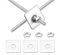 sourcing map 1 set di barre filettate M3 x 300 mm, barre filettate in acciaio inossidabile 304, filettatura destra con dado e rondella quadrata per viti di fissaggio di ancoraggio strutturale