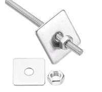 sourcing map 1 set di barre filettate M3 x 500 mm, barre filettate in acciaio inossidabile 304, filettatura destra con dado e rondella quadrata per viti di fissaggio di ancoraggio strutturale