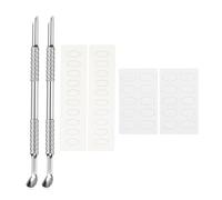 sourcing map 1 set di spingi cuticole a doppio lato, a forma di cucchiaio, in metallo, strumento per rimuovere cuticole con fogli di carta vetrata grana 100/180, per manicure, pedicure, nail art