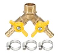sourcing map 1 set di valvole di chiusura a 3 vie in ottone, 10 mm, filettatura maschio G1/2, valvola a sfera a forma di Y per aria, gas, carburante