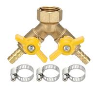 sourcing map 1 set di valvole di chiusura a 3 vie in ottone, 8 mm, filettatura femmina G1/2, valvola a sfera a forma di Y per aria, gas, carburante