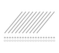 sourcing map 10 aste completamente filettate, M3 x 180 mm, in acciaio inox, filettatura destra, con dadi e rondella piatta, barra completamente borchiata per morsetti, ganci e bulloni a U