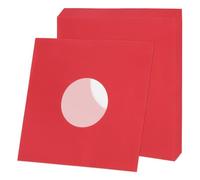 sourcing map 10 buste di carta interne per dischi in vinile, 110 g/m², antistatiche, con foro centrale, foderate in poliestere, per album LP (rosso)