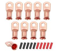 sourcing map 10 capicorda per batteria da 1/0 AWG terminali ad anello, calibro 0 da 5/16 pollici, terminali a crimpare per cavi, terminali in rame, tubi termorestringenti 3:1, oro