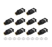 sourcing map 10 connettori jack audio stereo da 6,35 mm, 50 V a 4 pin femmina placcati in oro, per montaggio su PCB, connettori video stereo con dadi per cuffie, altoparlanti, audio auto, 33 x 17 x 13