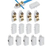 sourcing map 10 connettori terminali di giunzione per cablaggio da 60 A 400 V, kit assortito di dadi per cavi elettrici da 17-10 AWG, T-Tap, colore bianco, a sgancio rapido, FS-T1