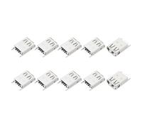 sourcing map 10 connettori USB 2.0 tipo A femmina, connettore jack, 4 pin, DIP a 180 gradi, adattatore di ricambio per circuiti stampati, schede PCB, dispositivi digitali (bianco, 2,1 cm L)