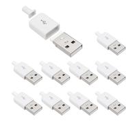 sourcing map 10 connettori USB 2.0 tipo A maschio, terminale a saldare a 4 pin con foro per cavo da 3 mm, per kit di riparazione cavi fai da te, alimentatori, progetti con microcontroller, bianco