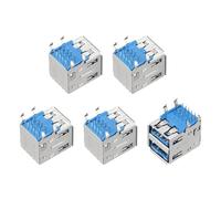 sourcing map 10 connettori USB 3.0 tipo A femmina a doppia porta, 18 pin DIP 90 gradi, adattatore di ricambio per porta jack di alimentazione elettronica, progetti fai da te, blu