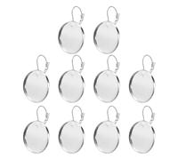 sourcing map 10 ganci a monachella per orecchini con vassoio rotondo piatto, 25 mm, vuoti, con lunetta, gemme incastonate, accessori per la creazione di gioielli fai da te, argento