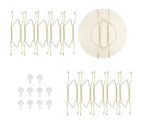 sourcing map 10 ganci per piatti, 17,8 cm, universali, invisibili, in acciaio inox, per il supporto da parete a forma di W, con chiodo senza tracce per decorazioni, dorato