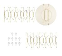 sourcing map 10 ganci per piatti, da 10 a 12 cm, universali, in acciaio inox, invisibili, per il supporto da parete a forma di W, con chiodo senza tracce per decorazioni, dorato